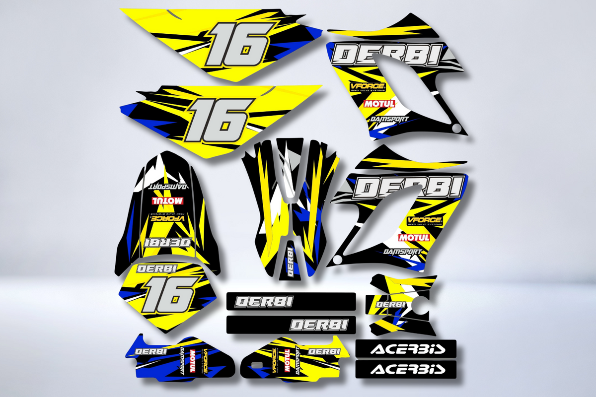 Kit Déco DERBI DRD RACING 2004-2009  - BLUE YELLOW