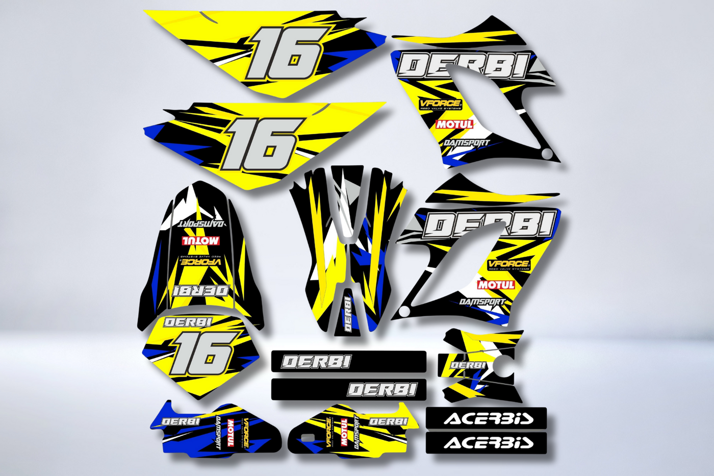 Dekorationskit DERBI DRD RACING 2004-2009 - BLAU GELB