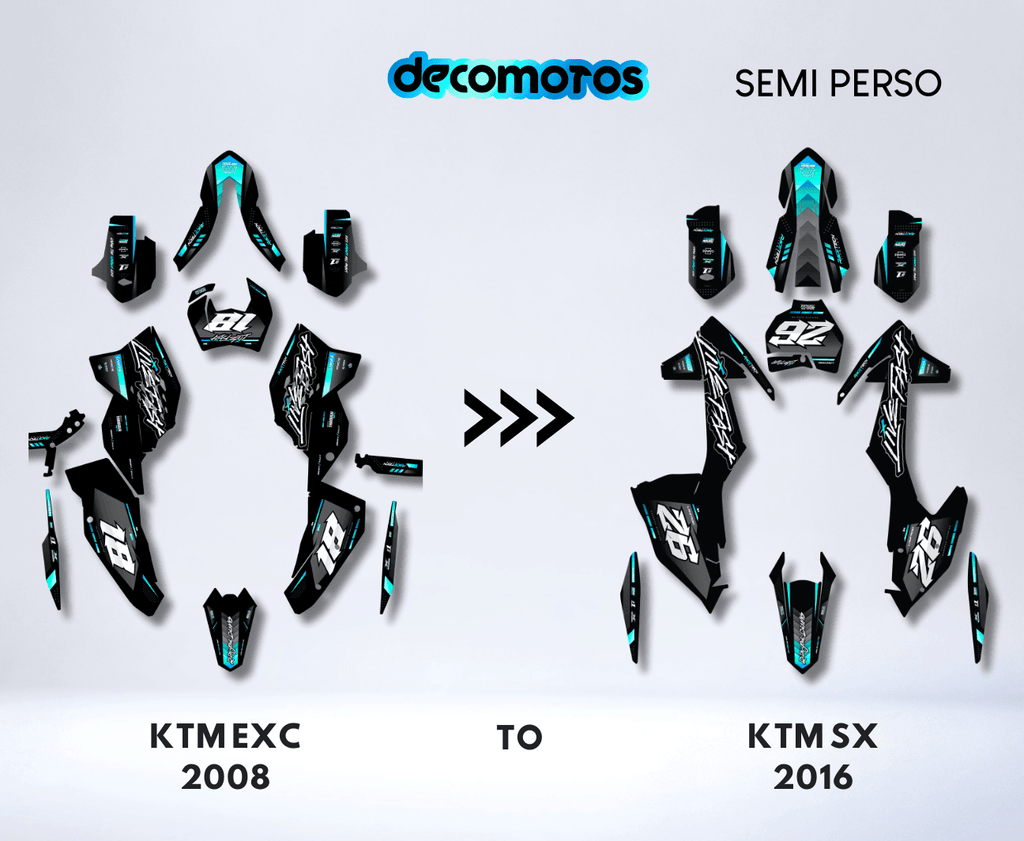 Kit Déco KTM EXC EXC-F SX SX-F 2016-2019 semi-personnalisé - DecoMotos