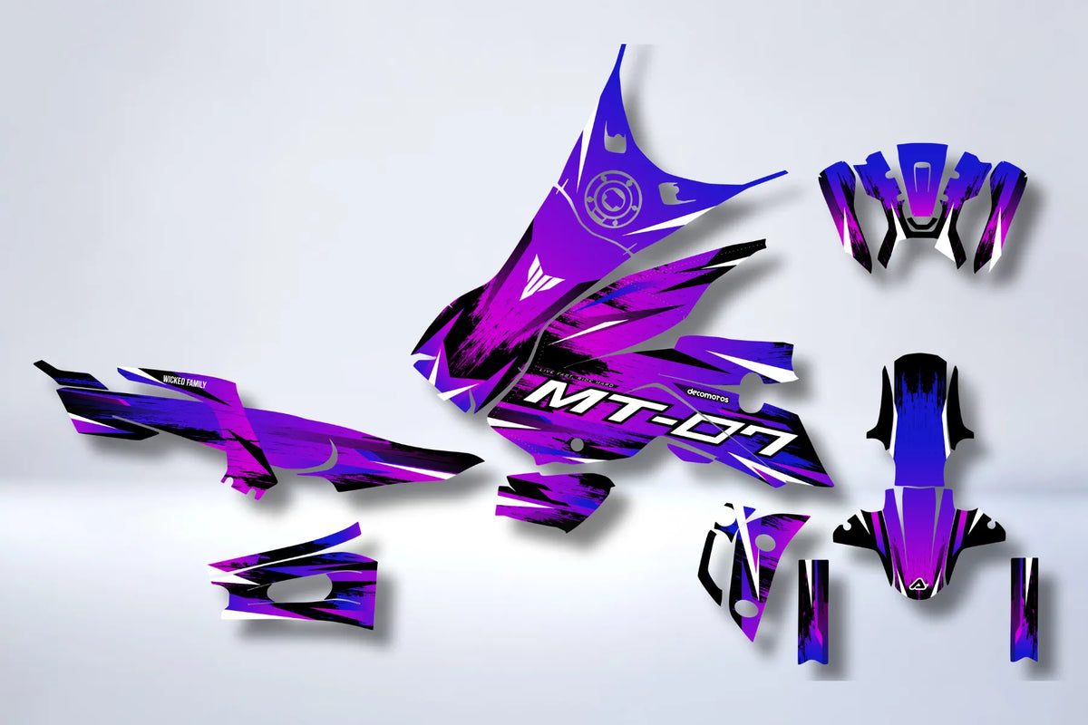 Kit Déco Yamaha MT 125 / MT 03 / MT 07 / MT 09 / MT 10 Semi-Personnalisé - PURPLE
