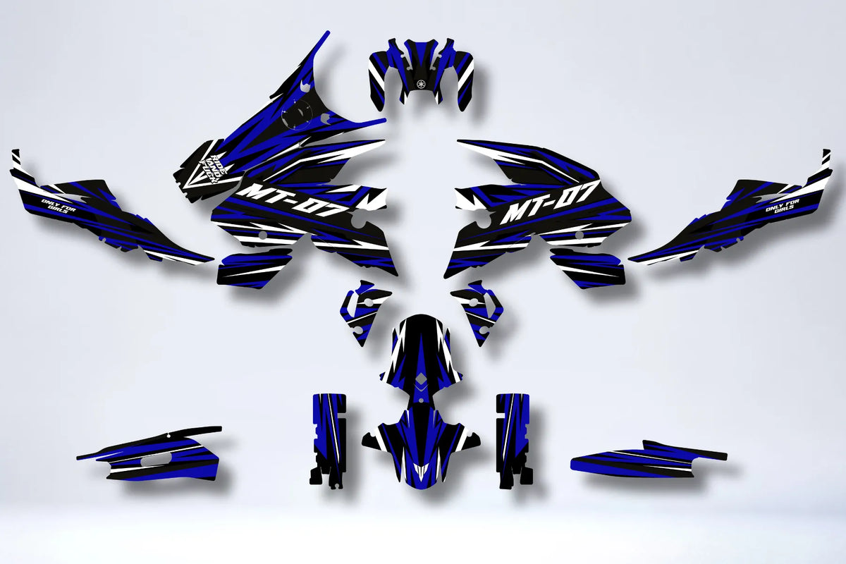 Dekor-Kit Yamaha MT 07 2021-2024 - BLUE RACE (100% Chrome empfohlen)
