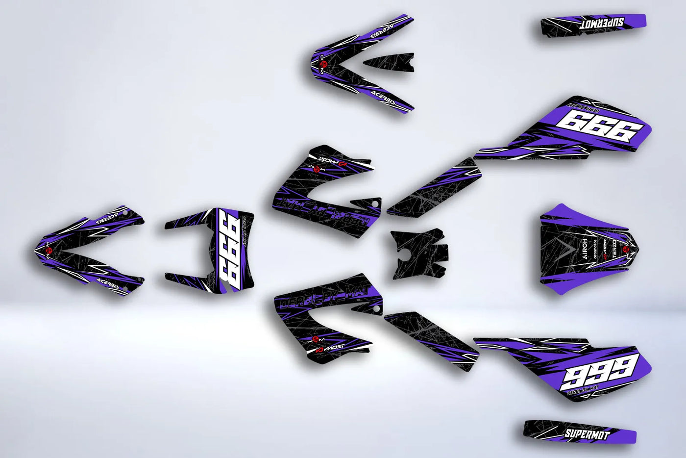 kit gráfico DERBI XTREME XRACE DIANTEIRO 2011 - ROXO