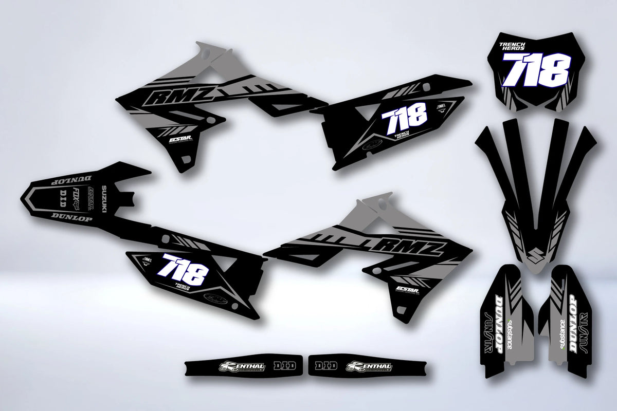 Kit Déco SUZUKI RM-Z 450 2018-2025 & RM-Z 250 2019-2025 - ANTHRACITE