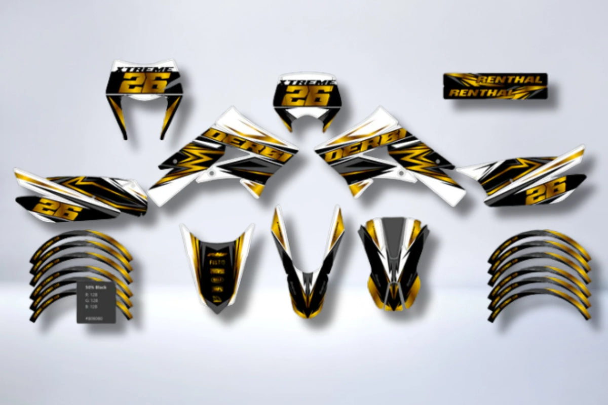DERBI X-TREME / RACING 2011-2017 graphics kit - GOLD (chrome or holographic recommended)