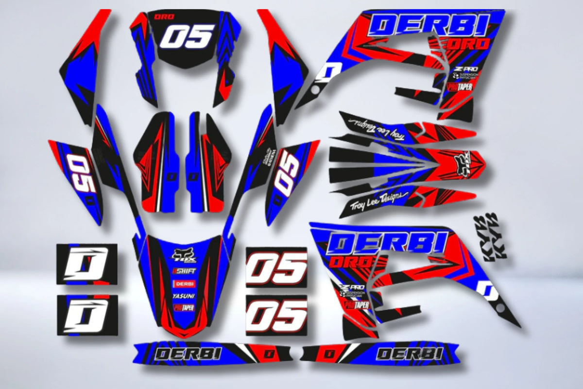 Dekor-Kit DERBI X-TREME / RACING 2018-2024 - ROT N SCHWARZ