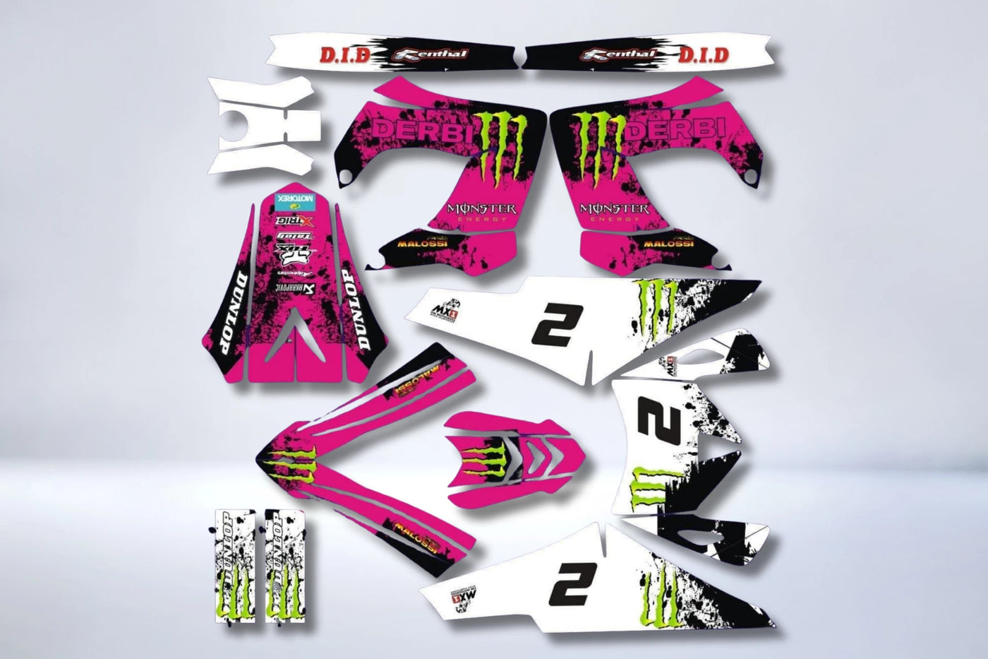 Dekor-Kit DERBI Verkleidungen Victoria Bull Tun'R Rosa Monster