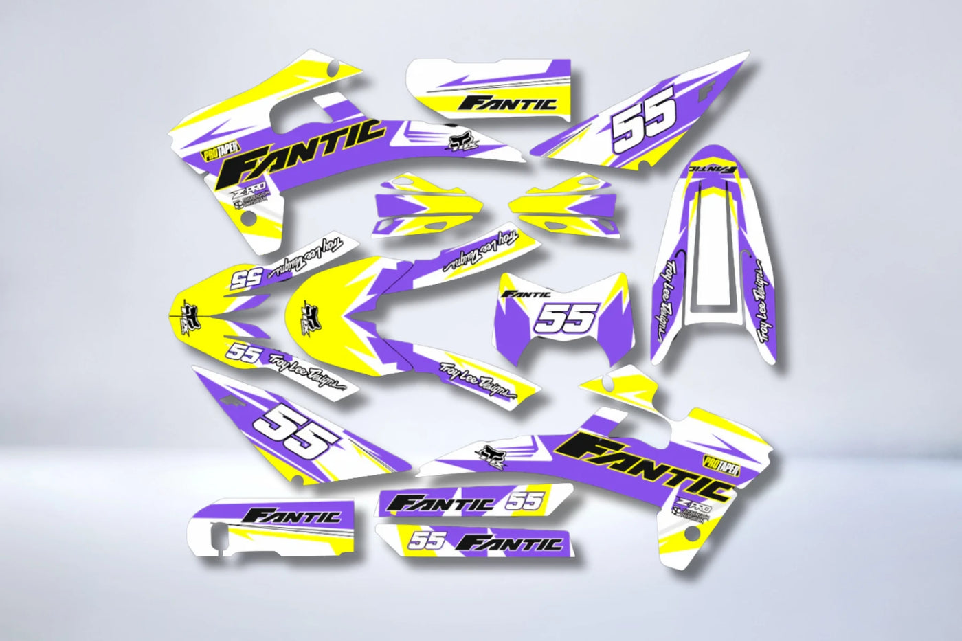 kit gráfico Fantic 50/125 XM / XE 2017-2022 - PURPLE YELLOW