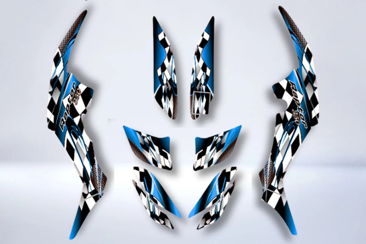 Yamaha YFM 350 Raptor decal kit - BLUE CHECKERED