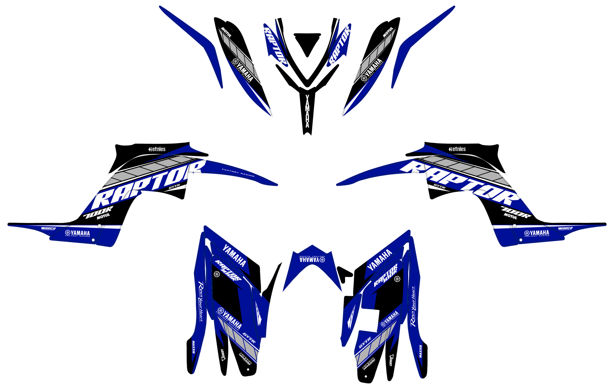 Kit Décalcomanies Yamaha Raptor 700R – 2013 à 2025, Vert Fluo, Stickers Vinyle