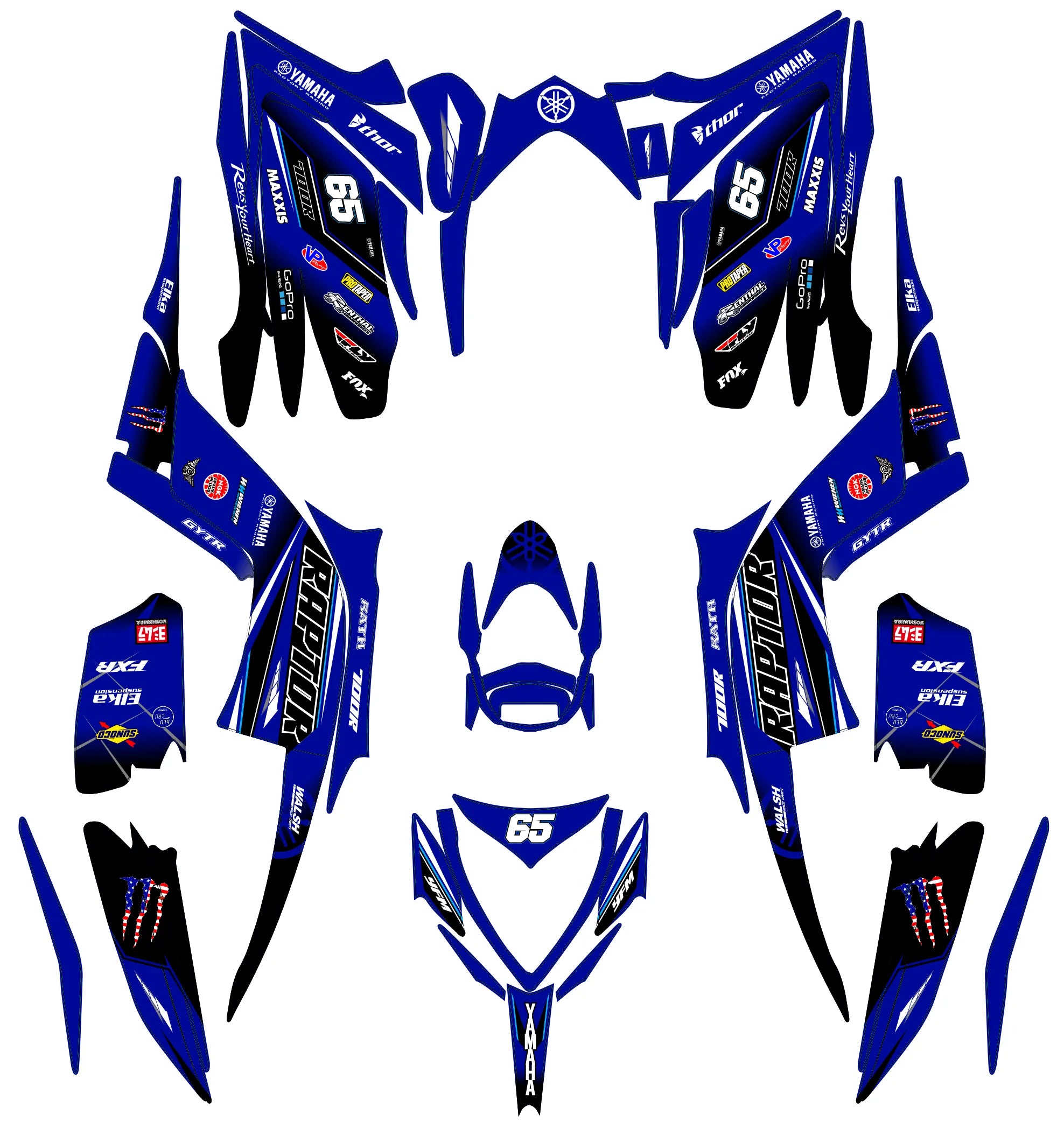 KIT DÉCO YAMAHA RAPTOR 700R - BLEU KIT DÉCO YAMAHA RAPTOR 700R - BLEU