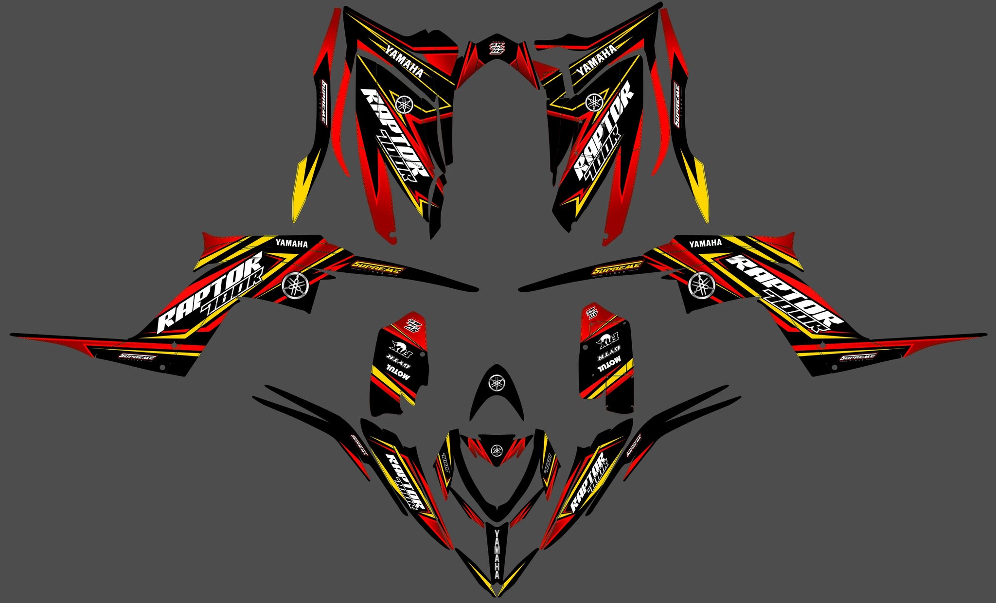 Kit Autocollants Graphiques Yamaha Raptor 700 - Personnalisation Nom/numéro - Neuf
