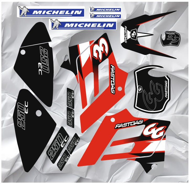 GAS GAS EC 2002-2006 graphics kit ORIGINE RED