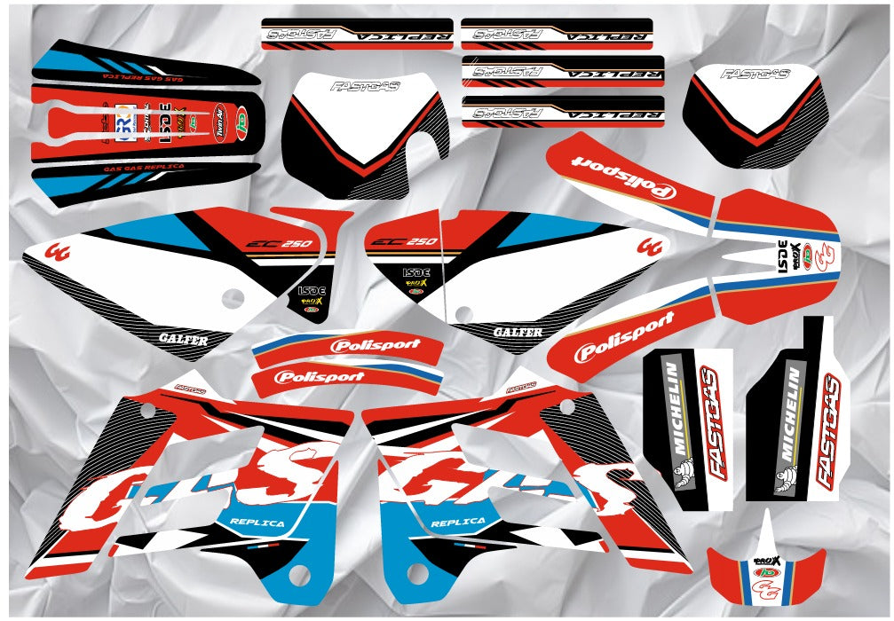 Dekor-Kit GAS GAS EC 2002-2006 BLAU & ROT