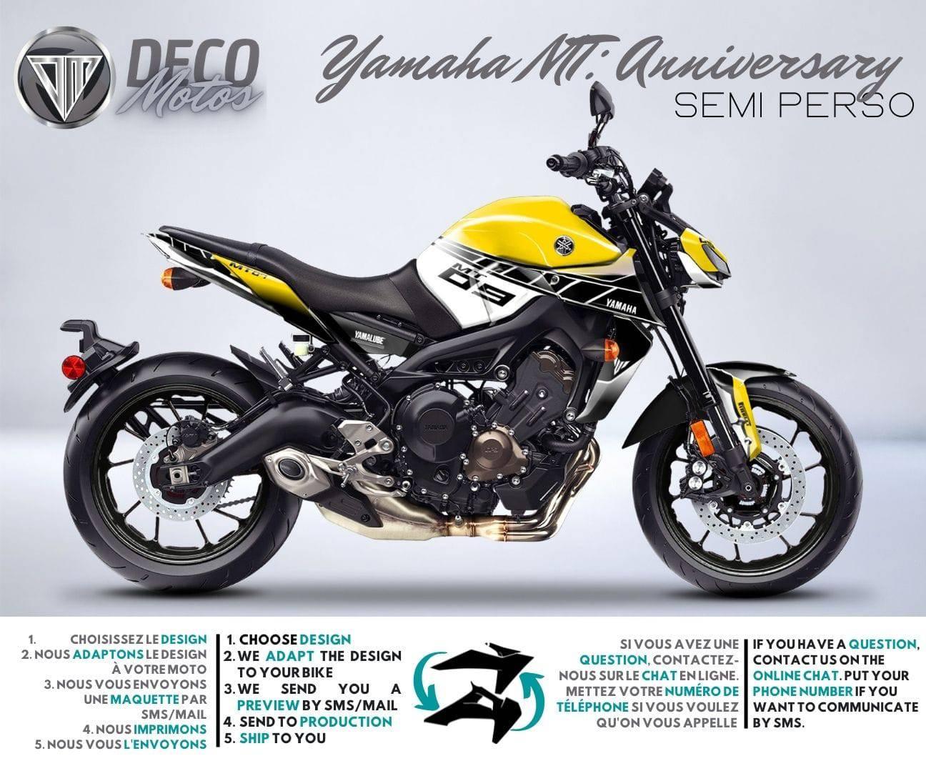 Kit Déco Yamaha MT 125 / MT 03 / MT 07 / MT 09 / MT 10 Semi-Personnalisé - ANNIVERSARY