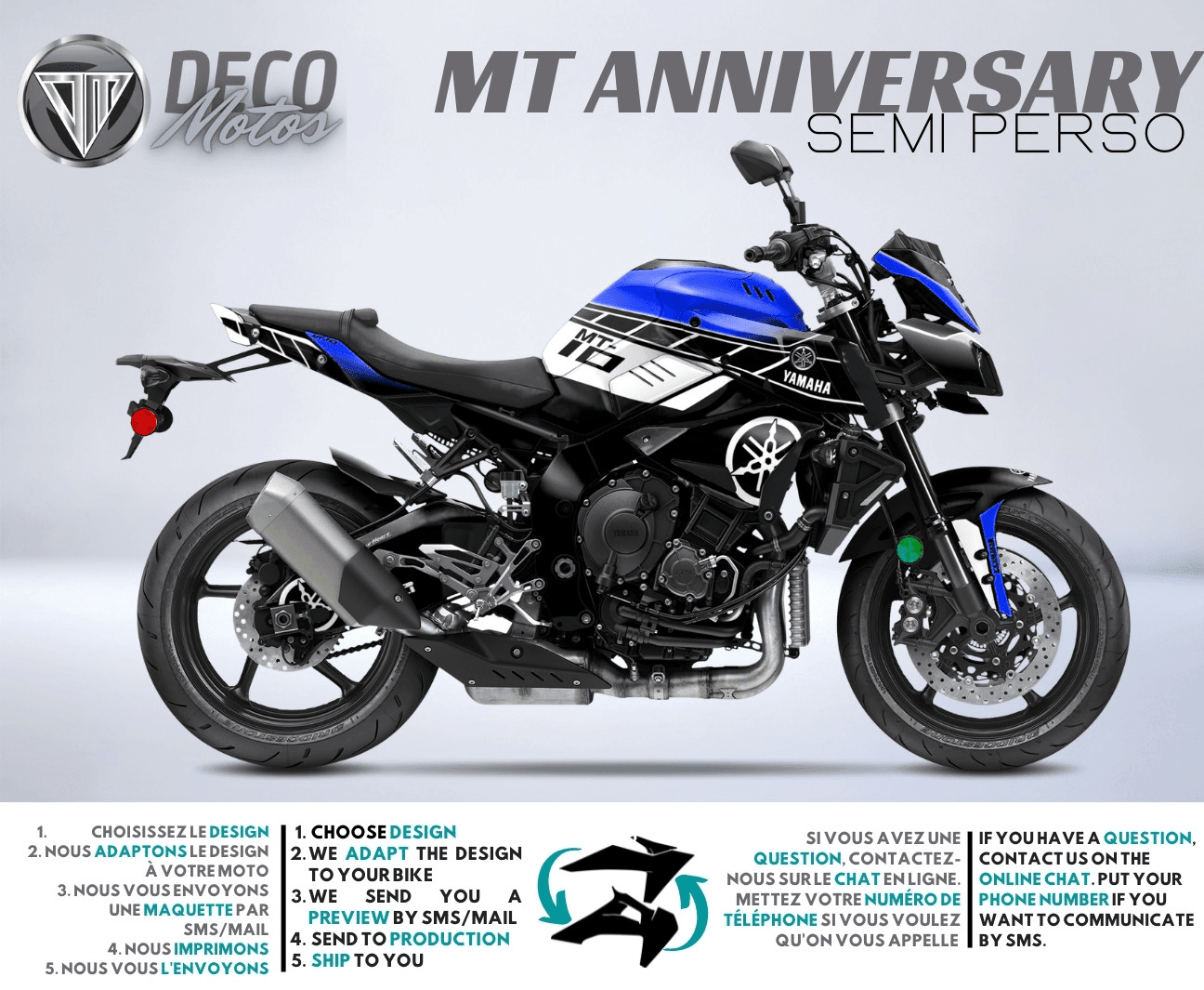 Kit Déco Yamaha MT 125 / MT 03 / MT 07 / MT 09 / MT 10 Semi-Personnalisé - ANNIVERSARY