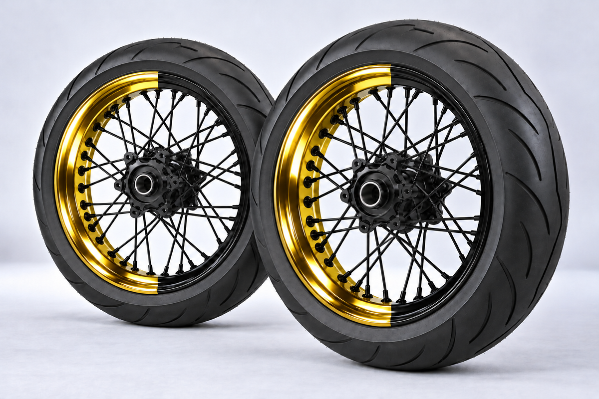 Stickers Demi-Jantes CHROME Bi-ton (50/50 Supermoto)
