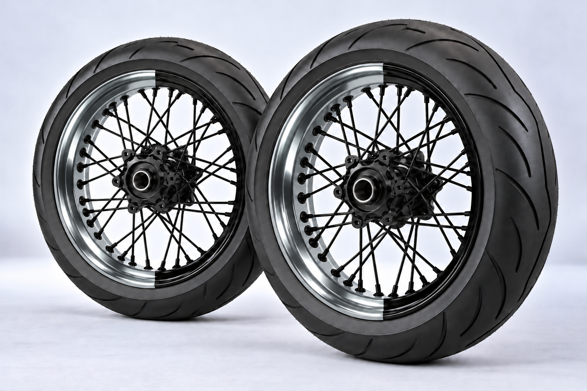 Stickers Demi-Jantes CHROME Bi-ton (50/50 Supermoto)