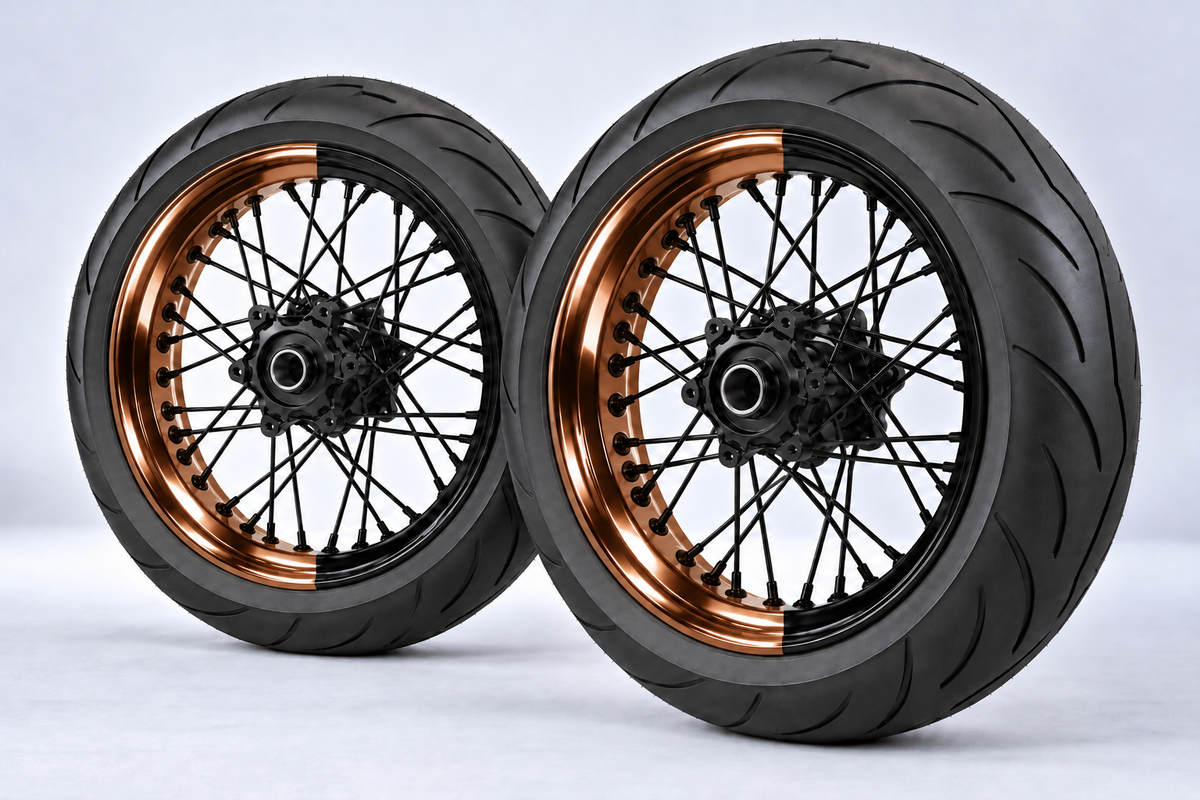 Stickers Demi-Jantes CHROME Bi-ton (50/50 Supermoto)