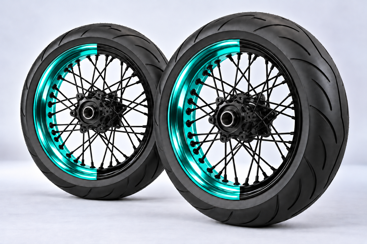 Stickers Demi-Jantes CHROME Bi-ton (50/50 Supermoto)