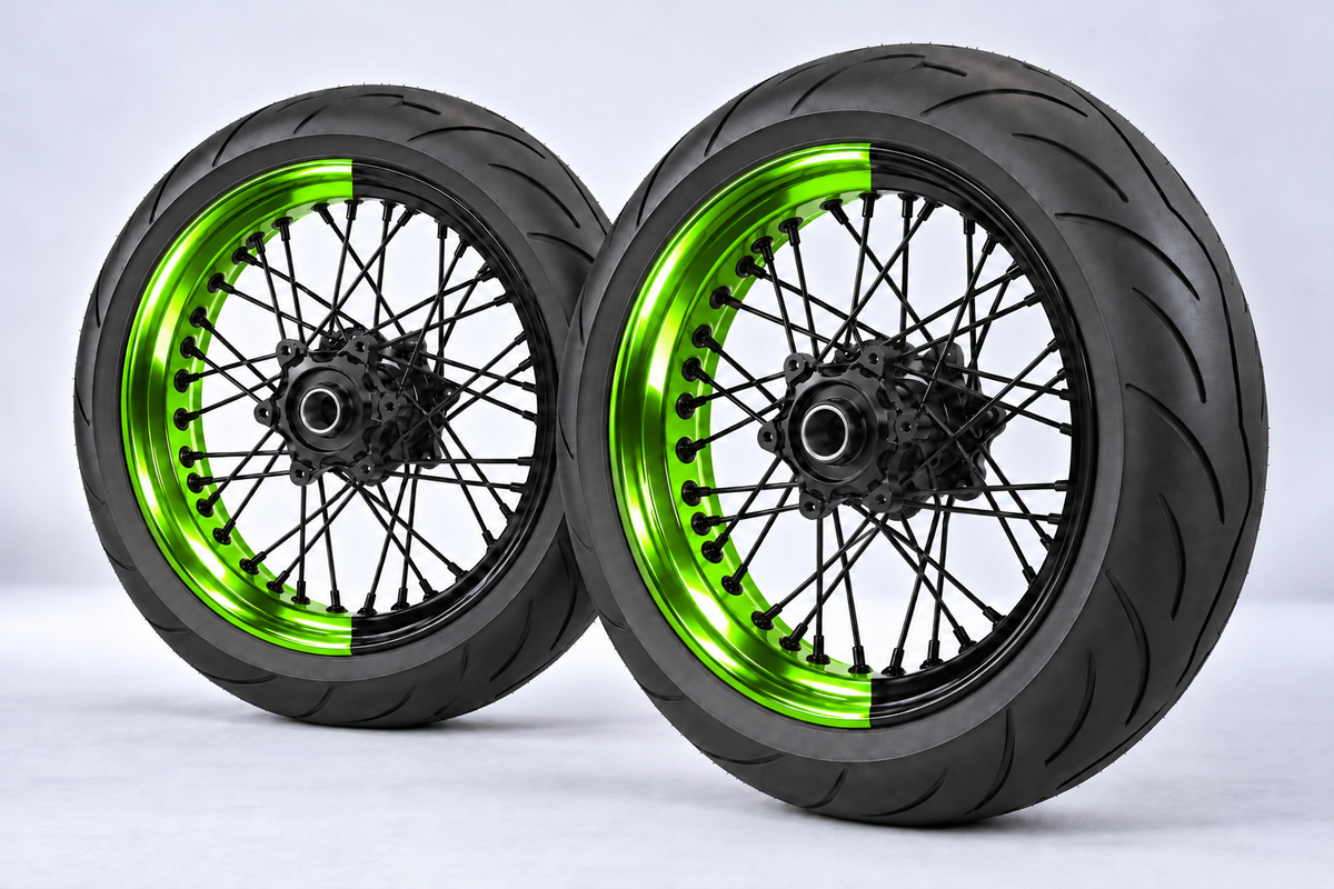 Stickers Demi-Jantes CHROME Bi-ton (50/50 Supermoto)