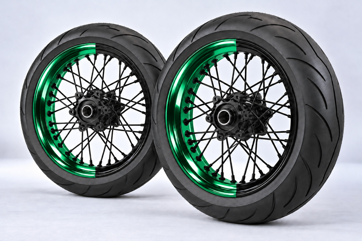 Stickers Demi-Jantes CHROME Bi-ton (50/50 Supermoto)