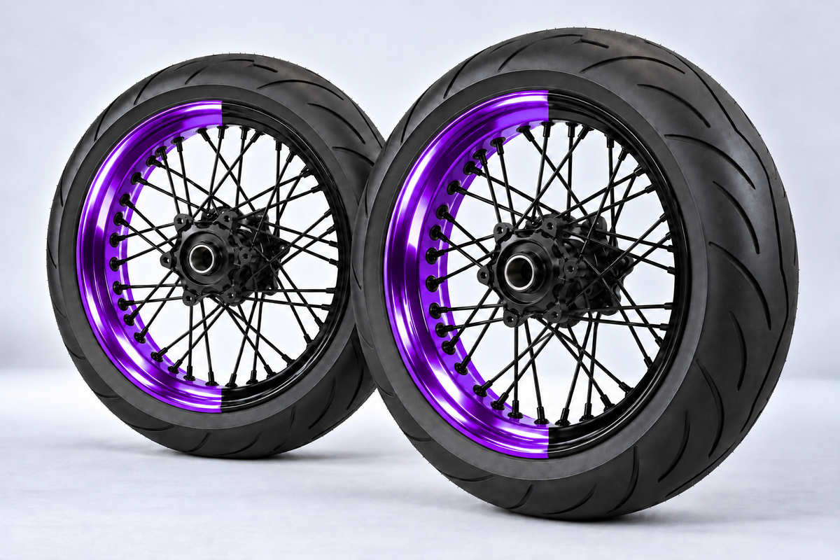 Stickers Demi-Jantes CHROME Bi-ton (50/50 Supermoto)