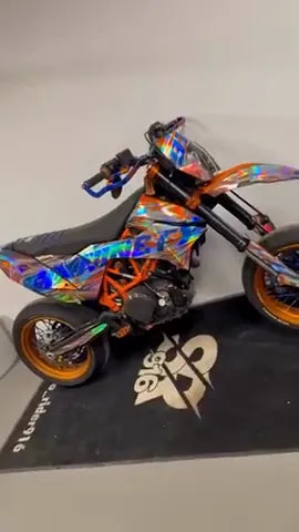Supermotard com kit de autocolantes laranja e azul