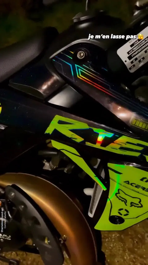 Supermoto with a green graphics kit