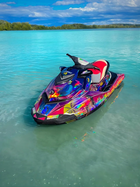 Jet ski with a holographic graphics kit