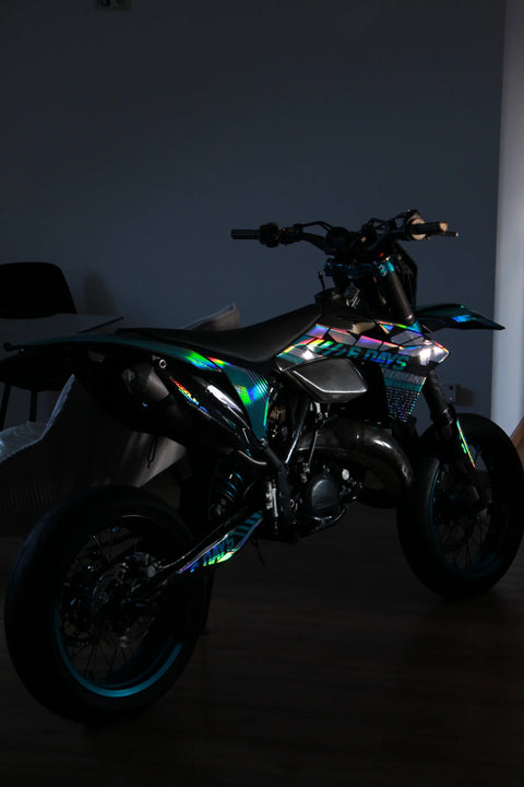 Supermotard con kit de adhesivos turquesa