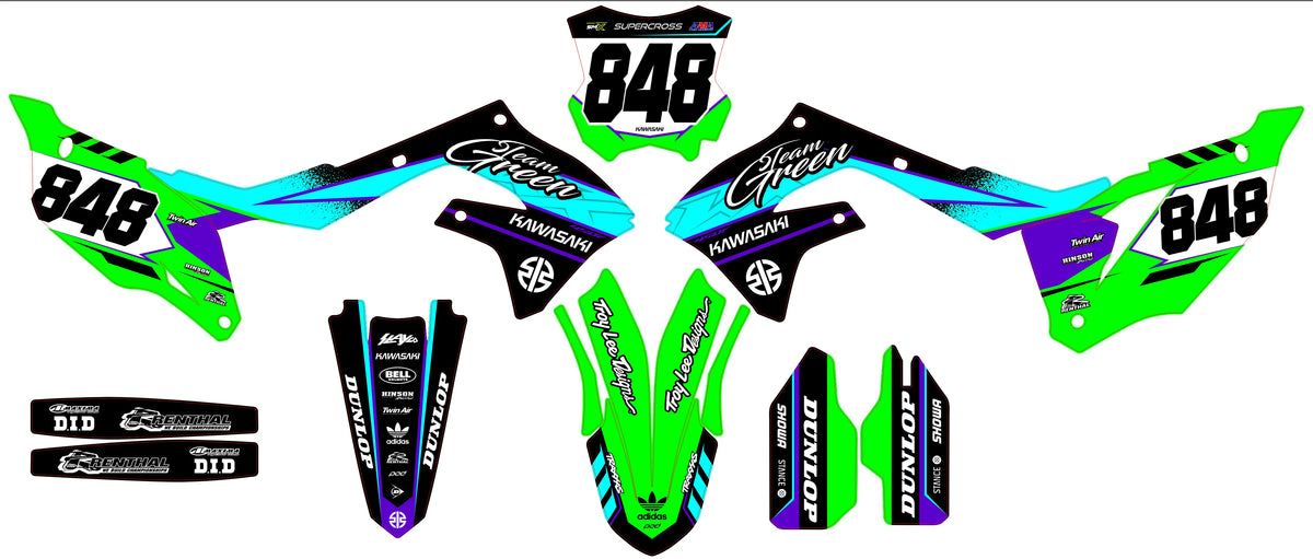 Dekor-Kit Kawasaki KXF 250 2021-2024 & KXF 450 2019-2023 - Veloxa