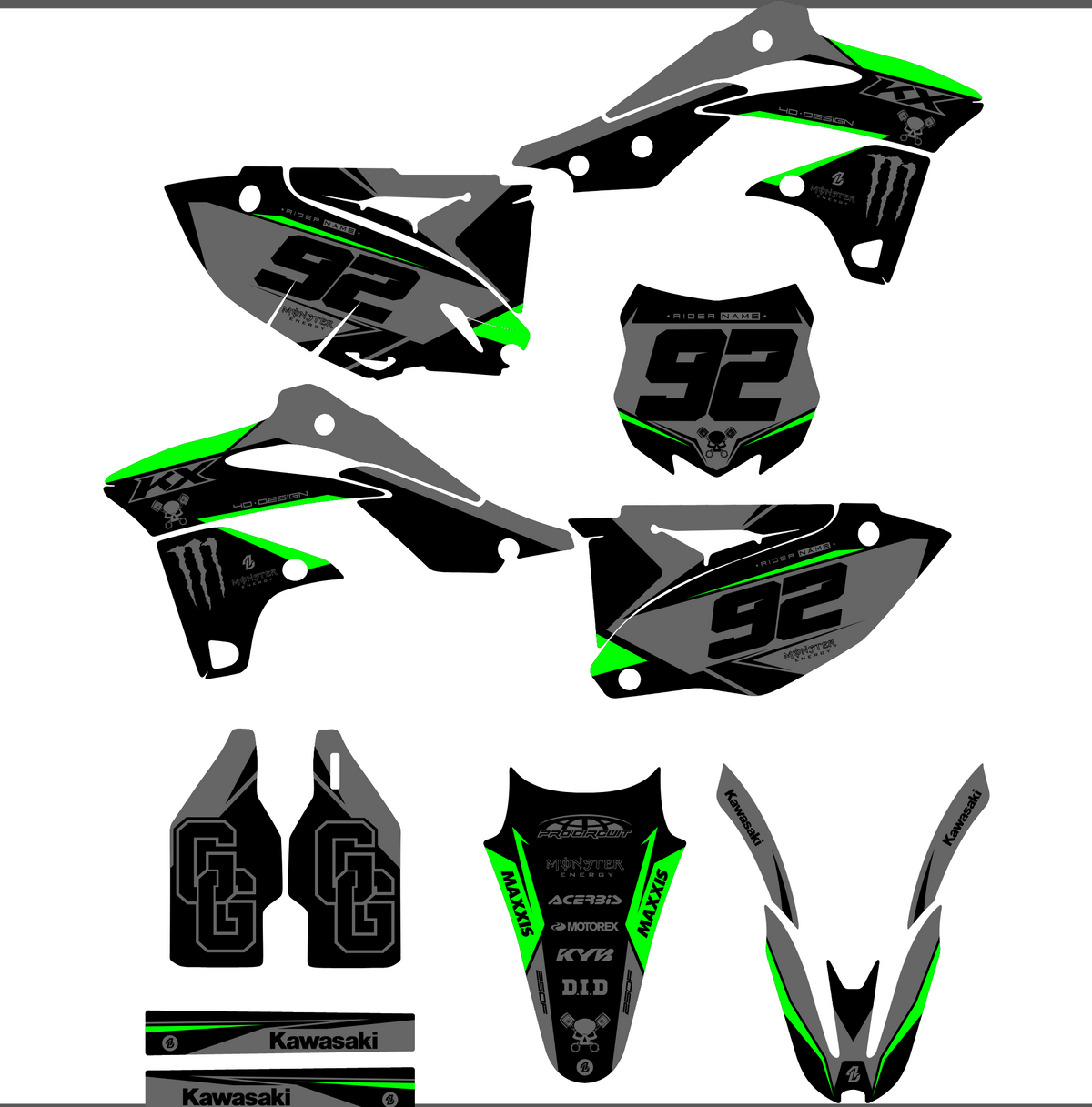 Kit déco KAWASAKI KXF 250 2013-2016 - TORQON