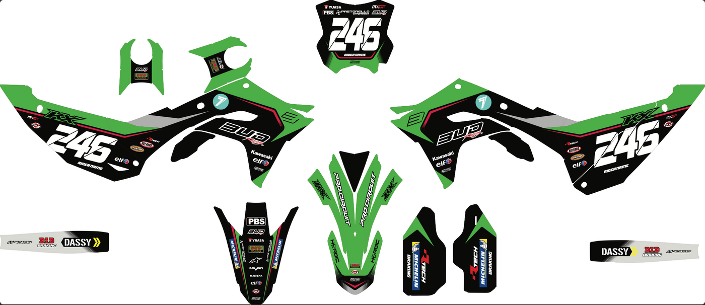 Kit Decoração KAWASAKI KXF 250 2025 & KXF 450 2024-2025 - MUDVOLT