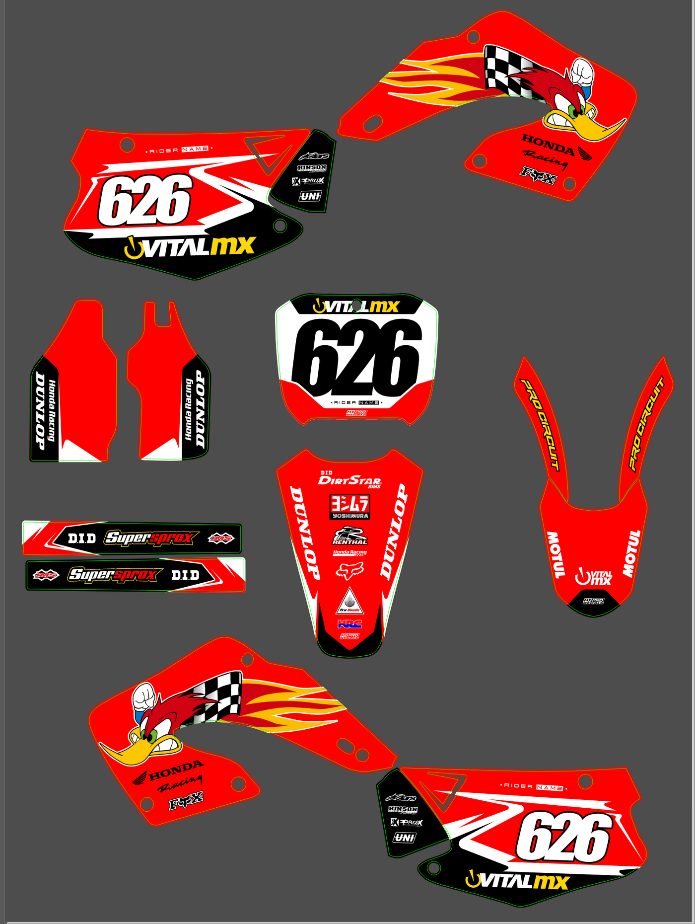 Dekor-Kit HONDA CR 125-250 2000-2001 - FURYON