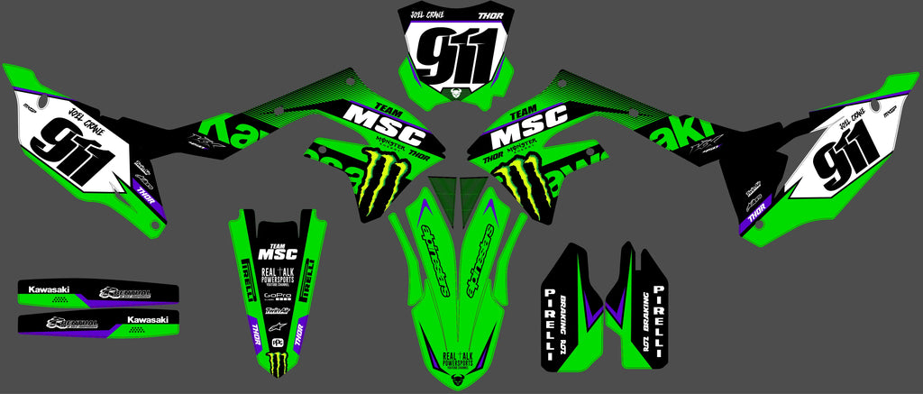 Kit Déco Kawasaki KXF 250 2021-2024 & KXF 450 2019-2023 - Vortrix