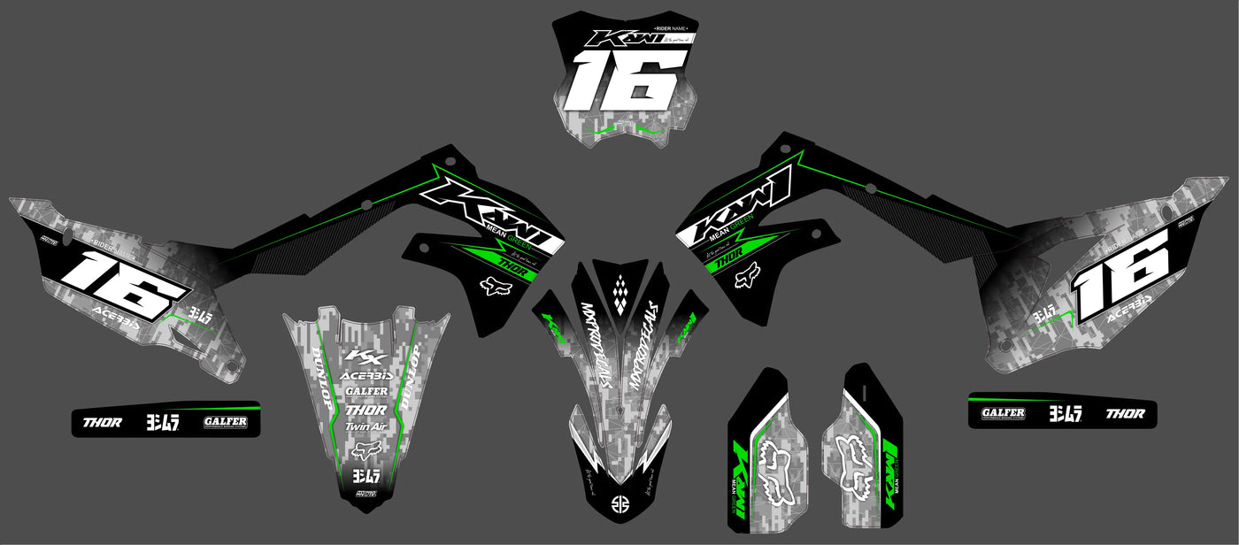 Dekor-Kit Kawasaki KXF 250 2021-2024 & KXF 450 2019-2023 - Xelvion