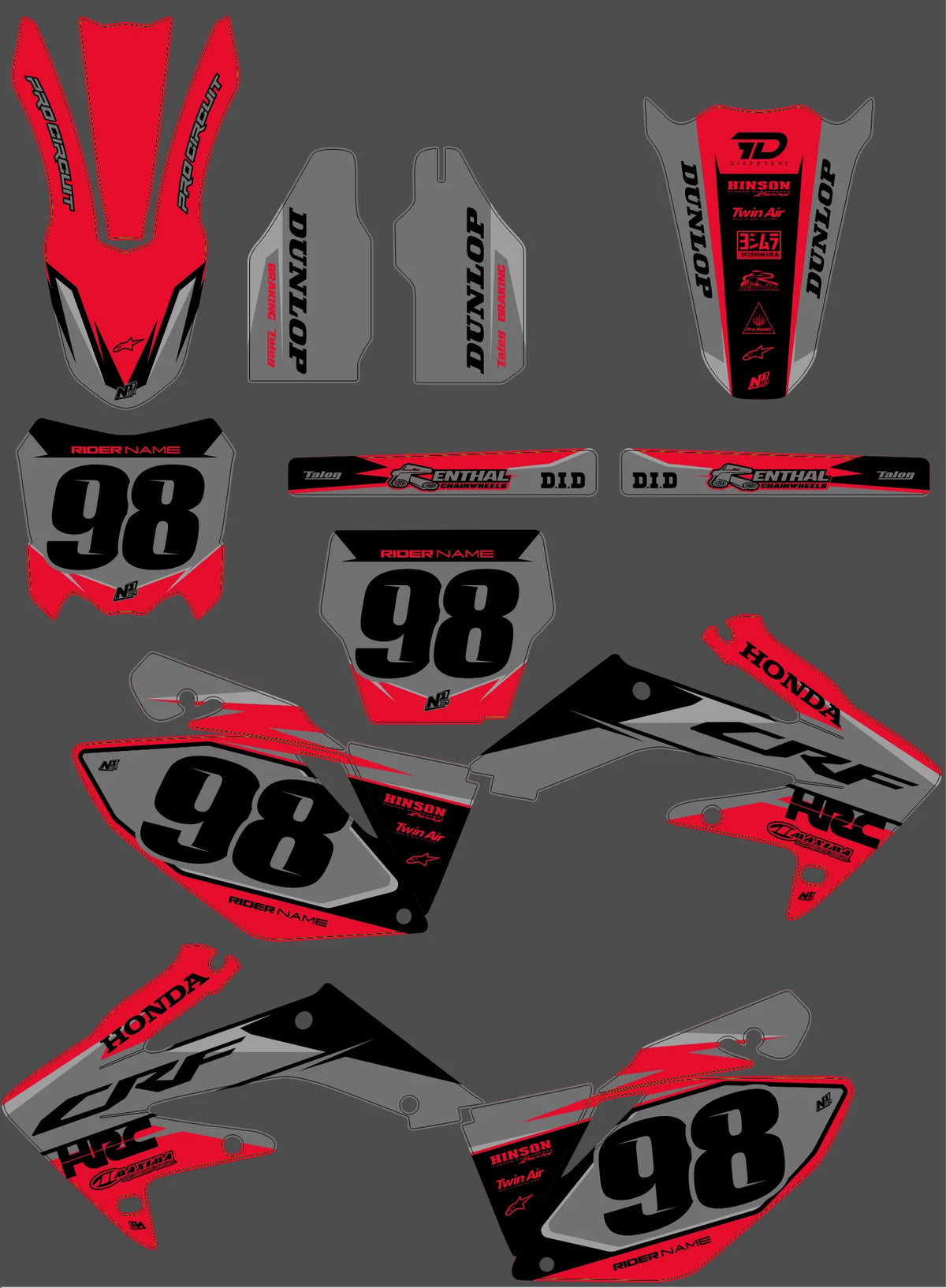 graphics kit HONDA CRF 250 2004-2009 - ZYNTRIX