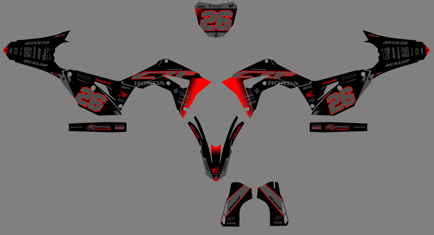 Honda CRF 450 2017-2020 & CRF 250 2018-2021 graphics kit - VOLTIX