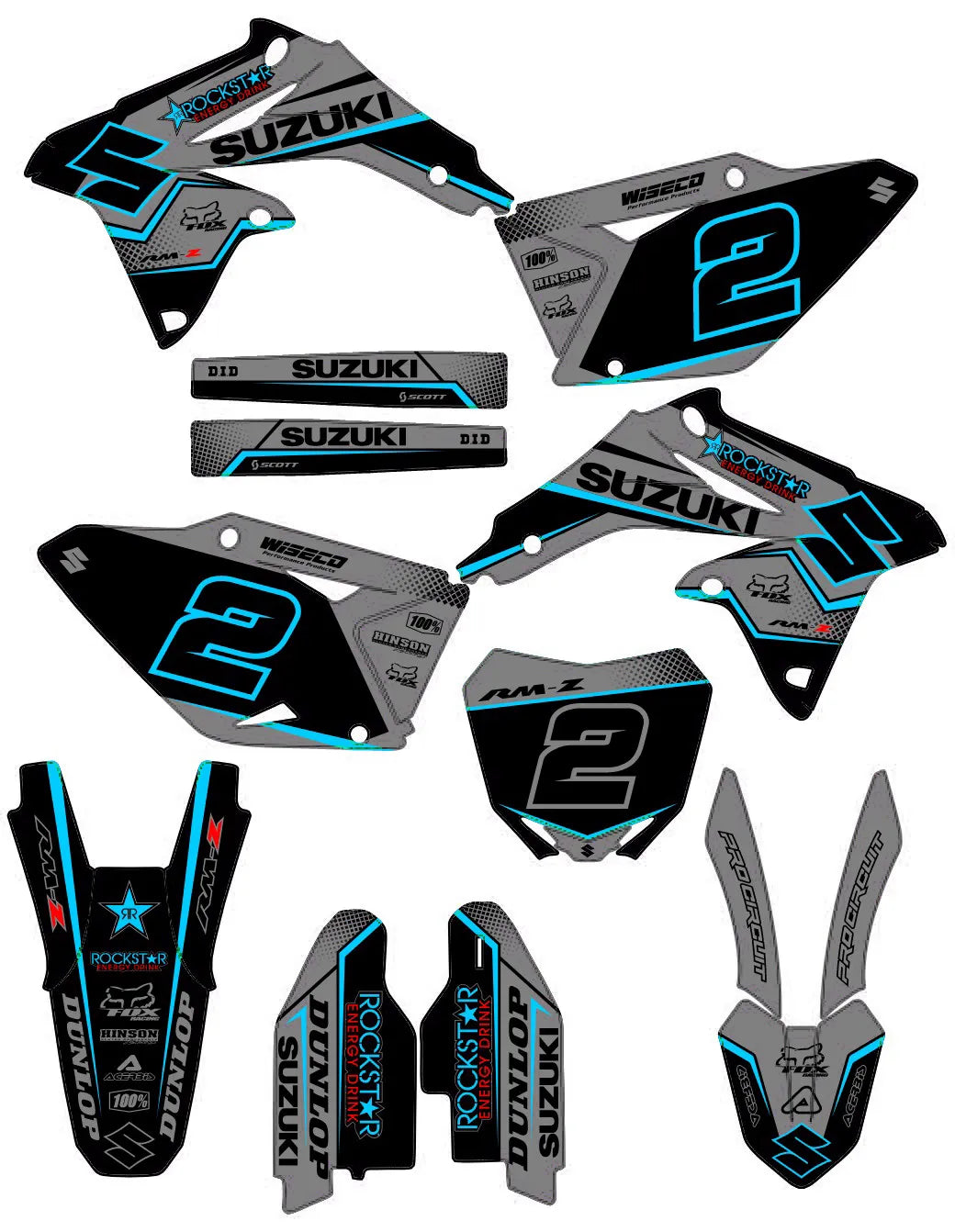 Graphics kit SUZUKI RMZ 450 2008-2017 - VORTRIX
