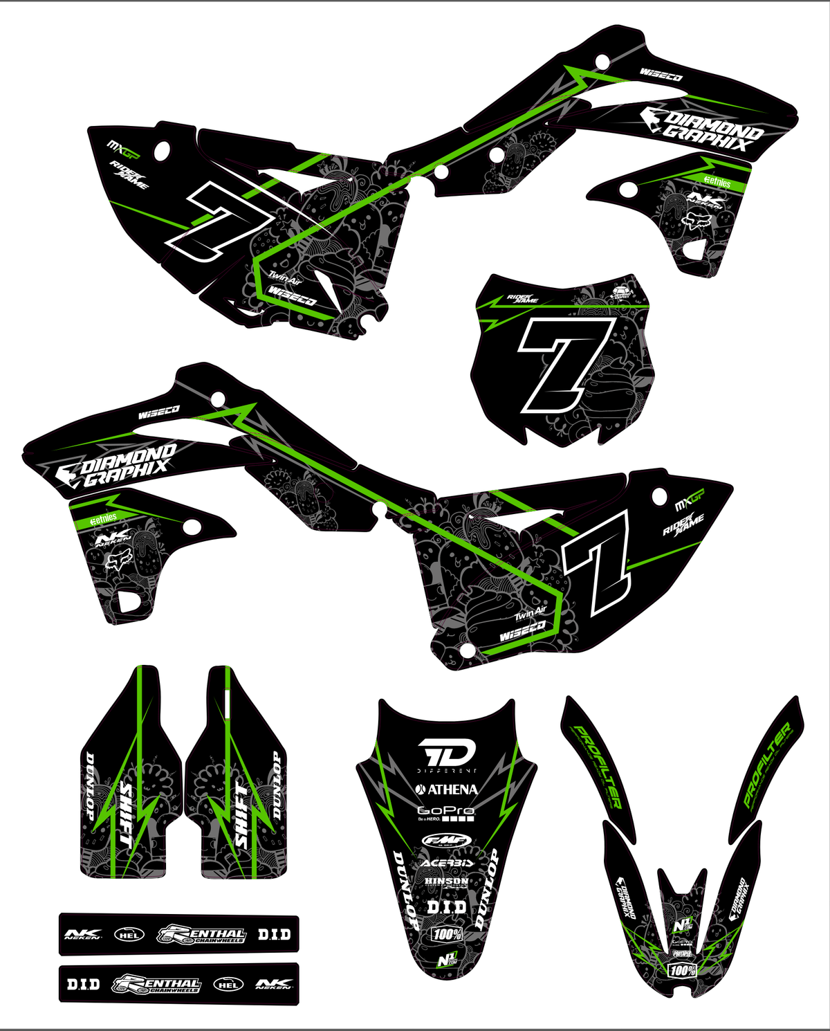 Kit déco KAWASAKI KXF 250 2013-2016 - VORTREX