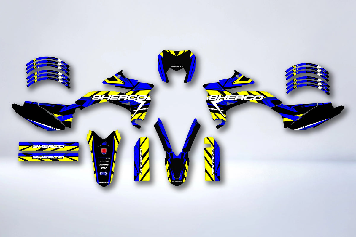 Kit de adhesivos Sherco SE-R SM-R 50cc 2013-2026 - AZUL AMARILLO