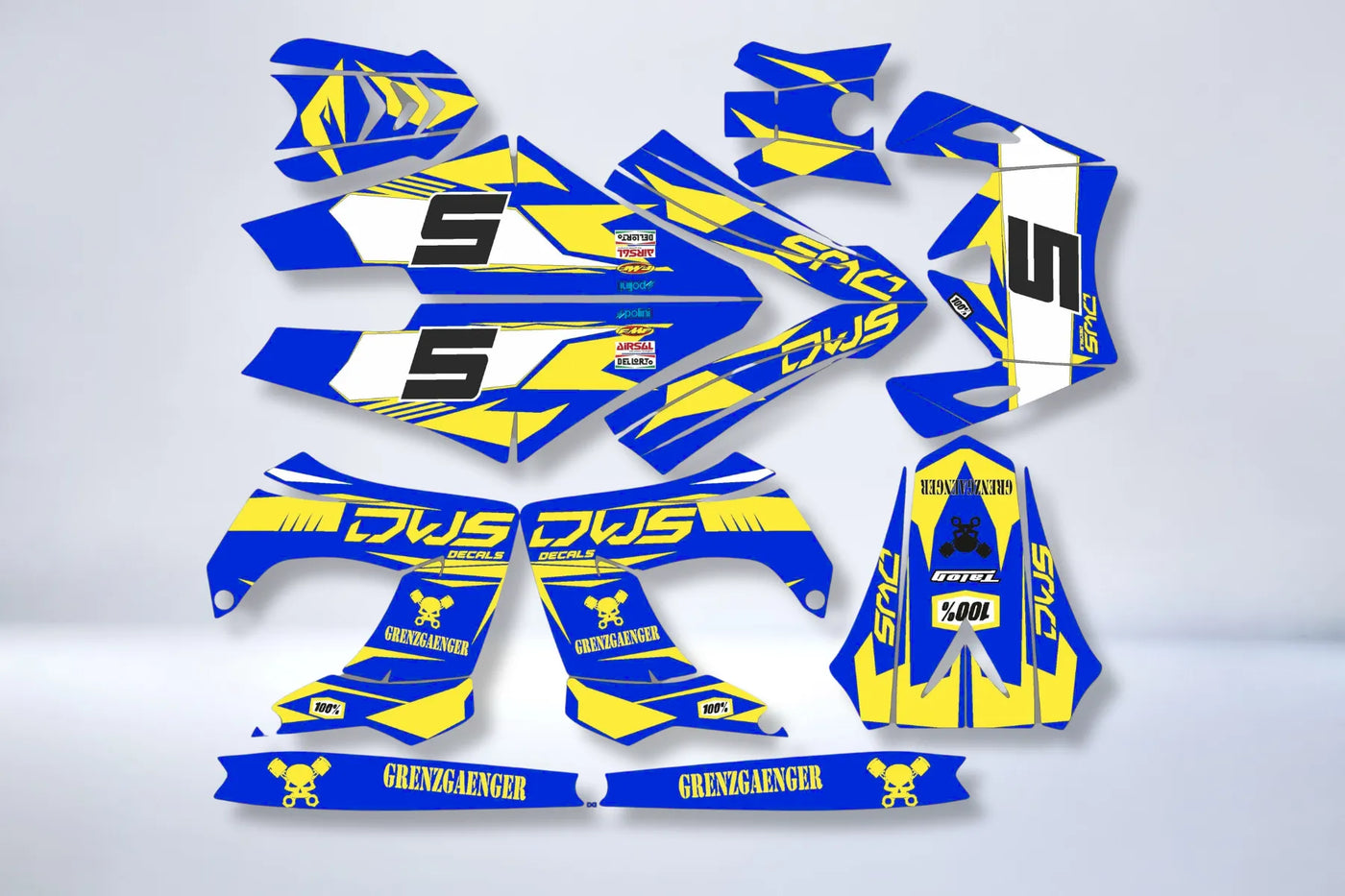 kit gráfico DERBI carenados Victoria Bull Tun'r - AZUL AMARILLO