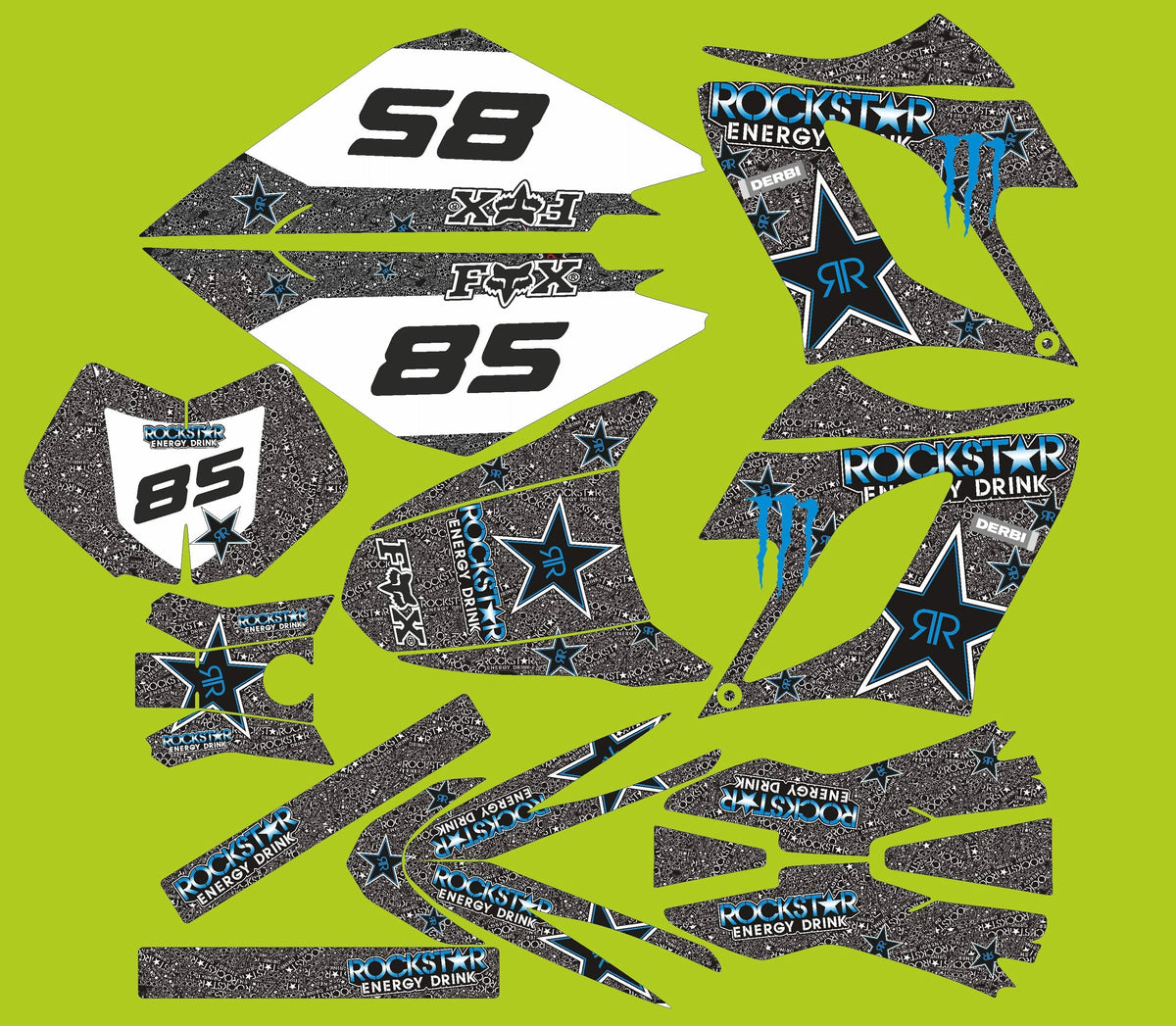 kit grafiche DERBI DRD RACING 2004-2009 - ROCKSTAR BLUE