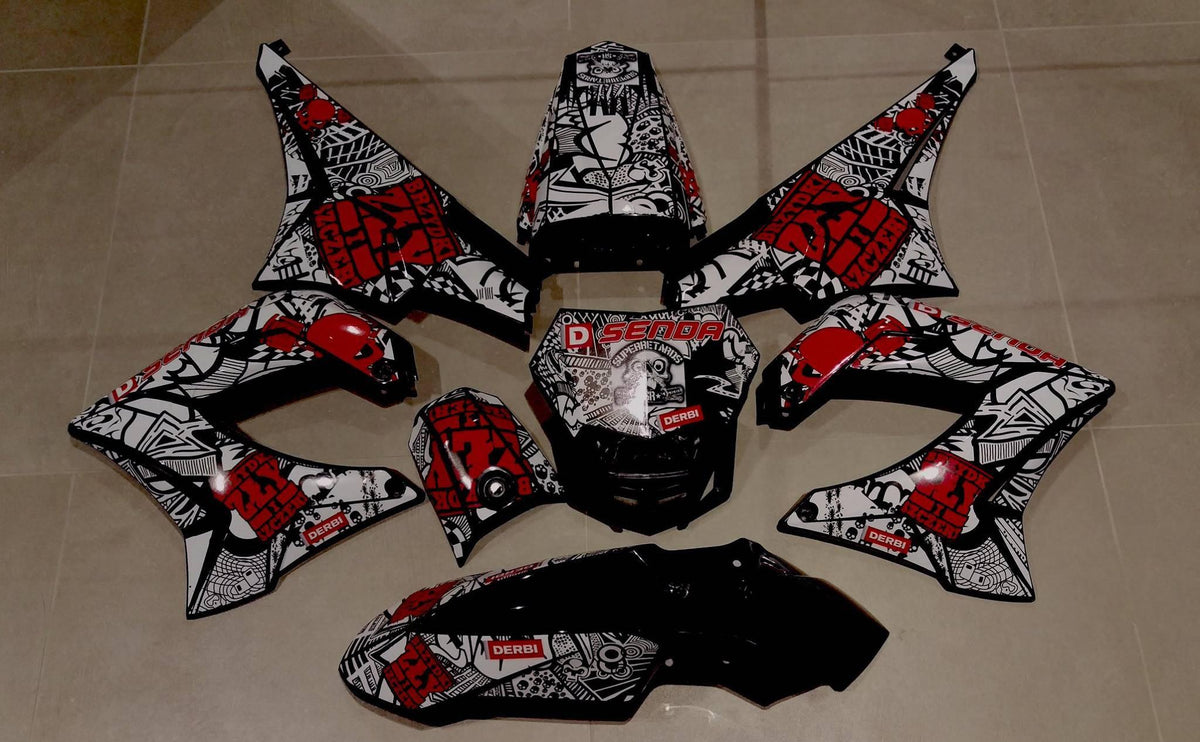 Dekor-Kit DERBI PLASTIQUE TNT WHITE RED