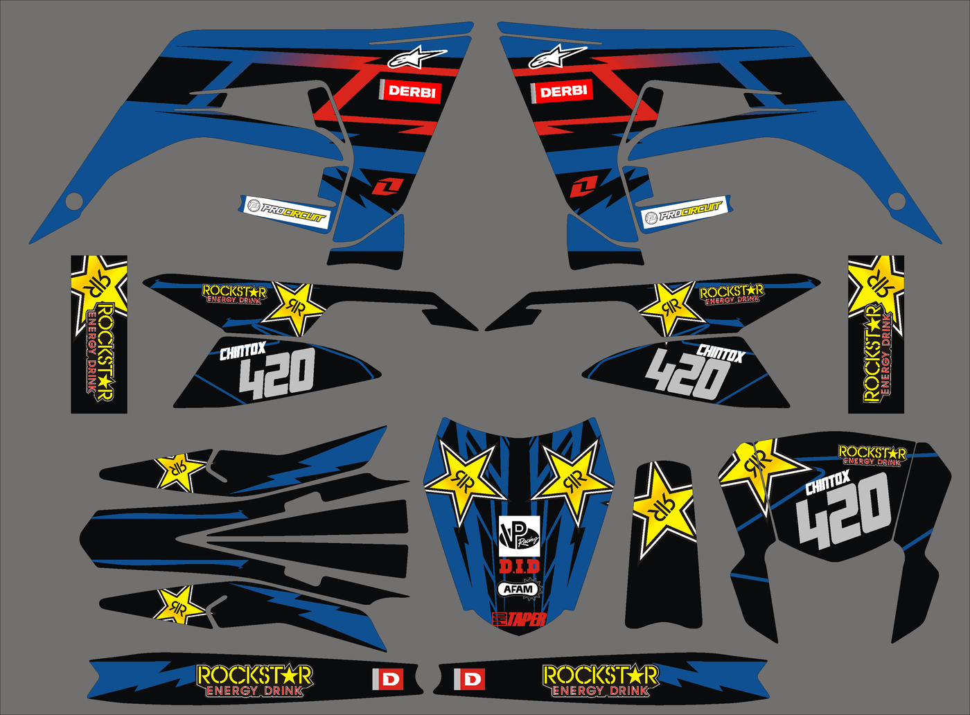 kit grafiche DERBI X-TREME / RACING 2018-2024 - BLU