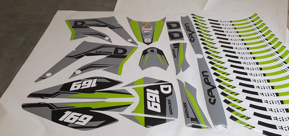graphics kit DERBI X-TREME / RACING 2011-2017 - GREEN GREY