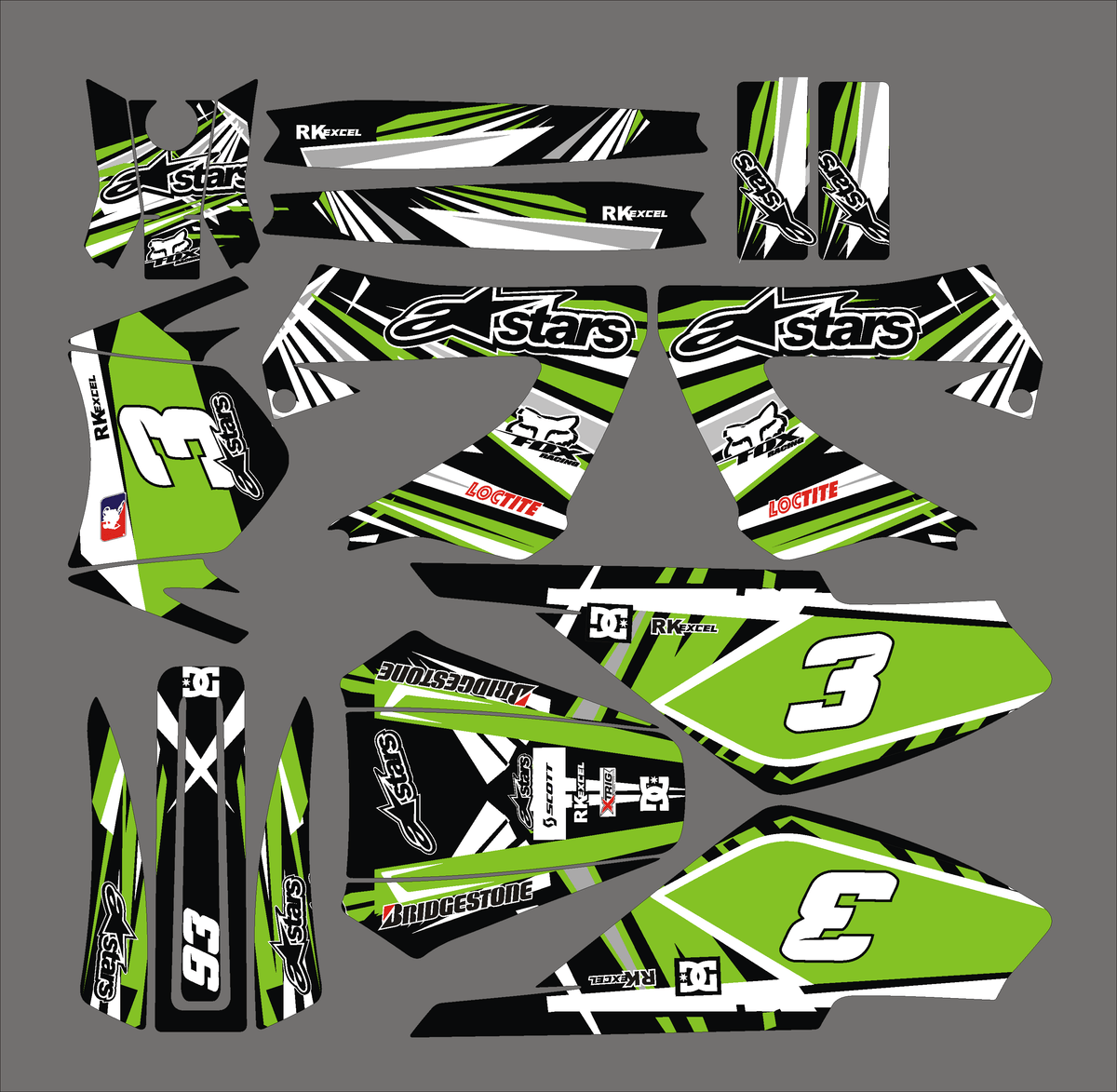 kit grafiche DERBI XTREME XRACE PRIMA DEL 2011 - ALPINESTAR VERDE