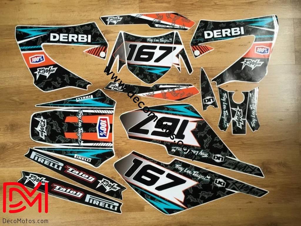 Kit Déco DERBI XTREME XRACE AVANT 2011 - BLUE ORANGE