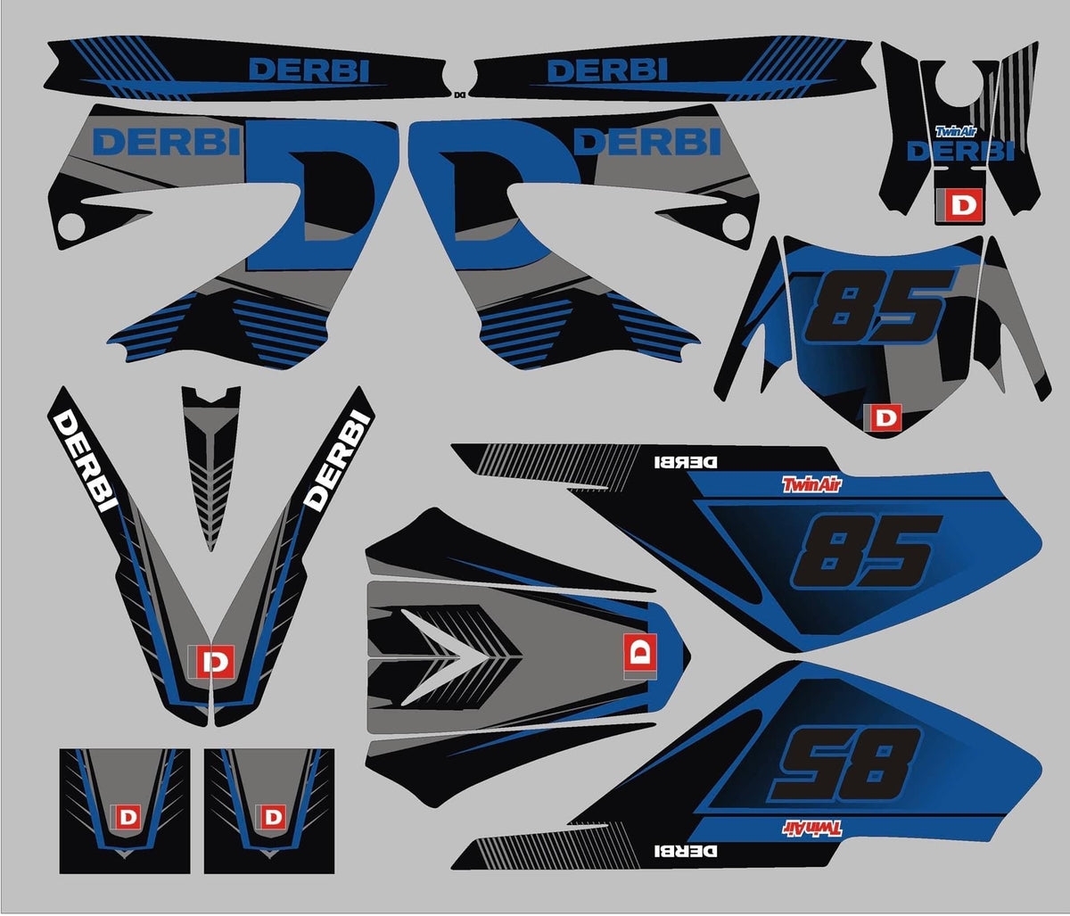 Dekor-Kit DERBI XTREME XRACE VOR 2011 - GRAU BLAU