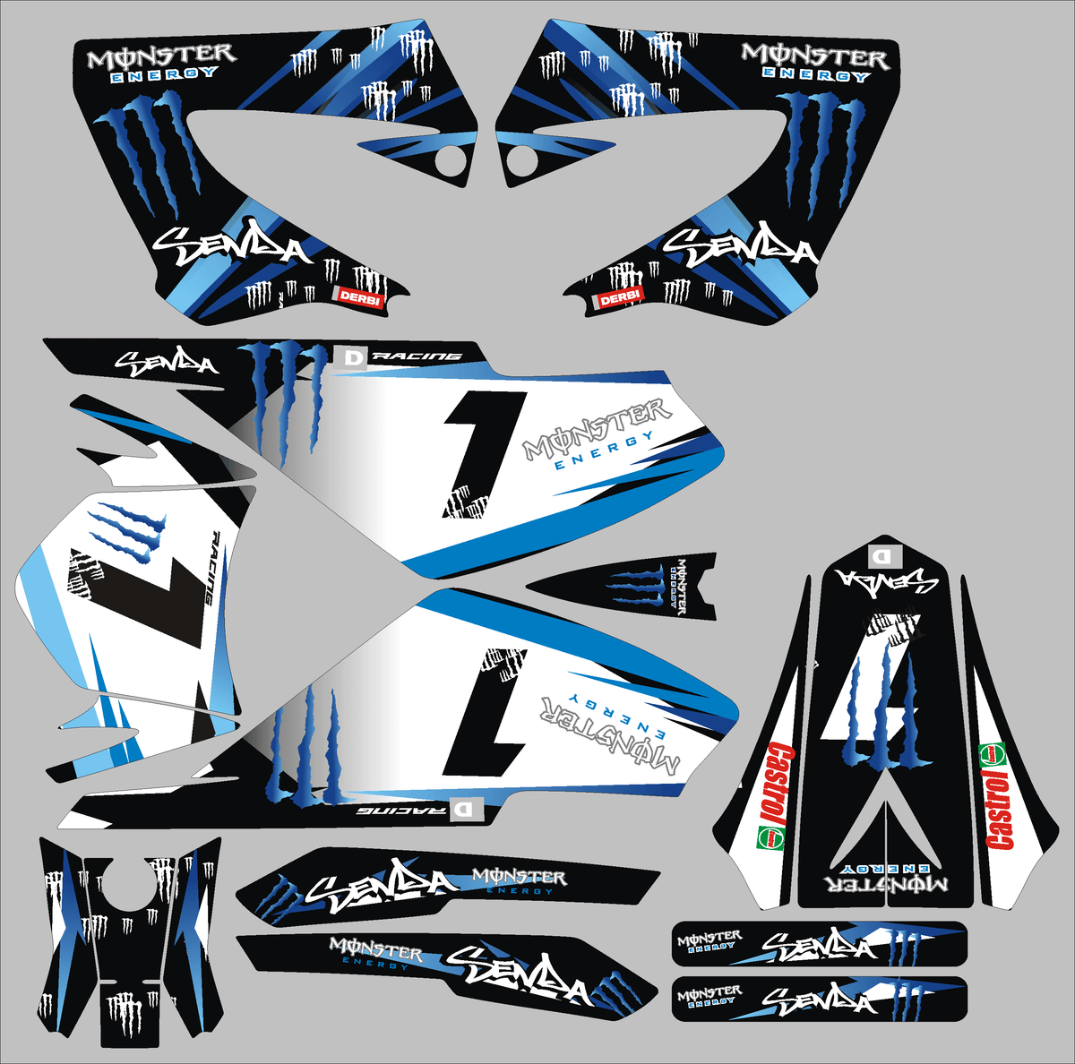 kit grafiche DERBI XTREME XRACE AVANT 2011 - MONSTER BLUE